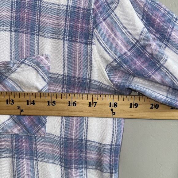 Rails Hunter Flannel Button Down Shirt Woman’s S White Lavender Blue - Picture 9 of 10